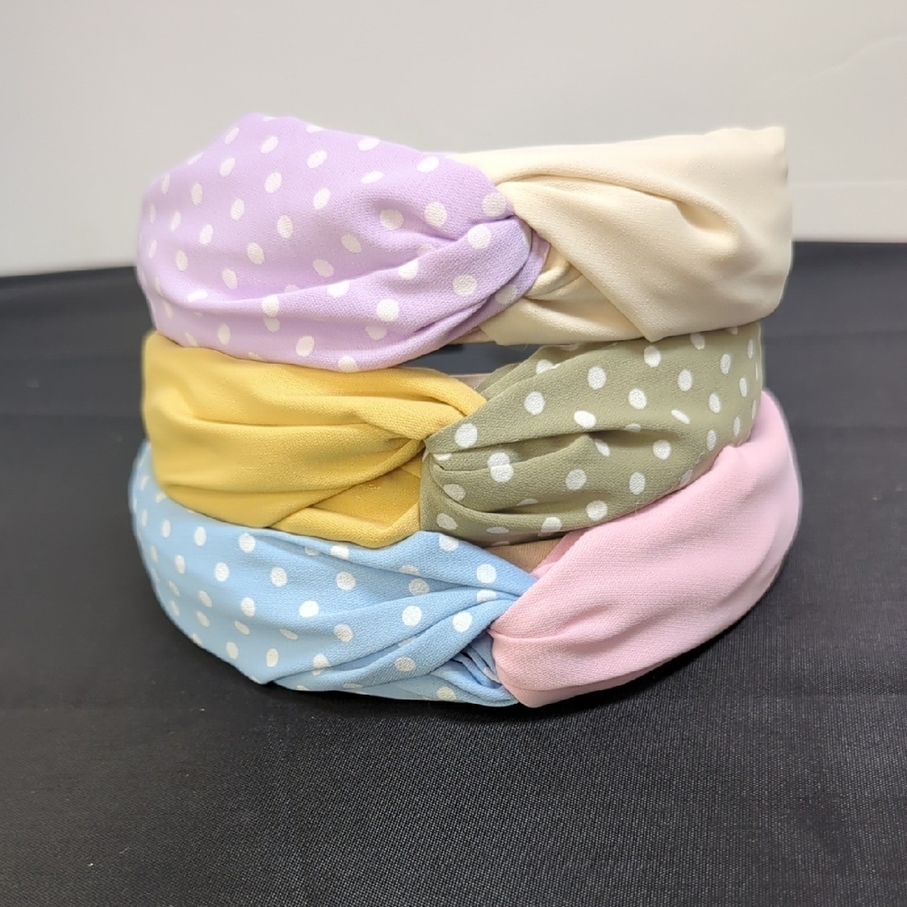 Polka Dot Headband Set of 3 NEW - Yellow, Purple, Pink
